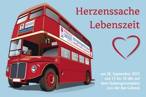Infografik mit einem roten Doppeldeckerbus